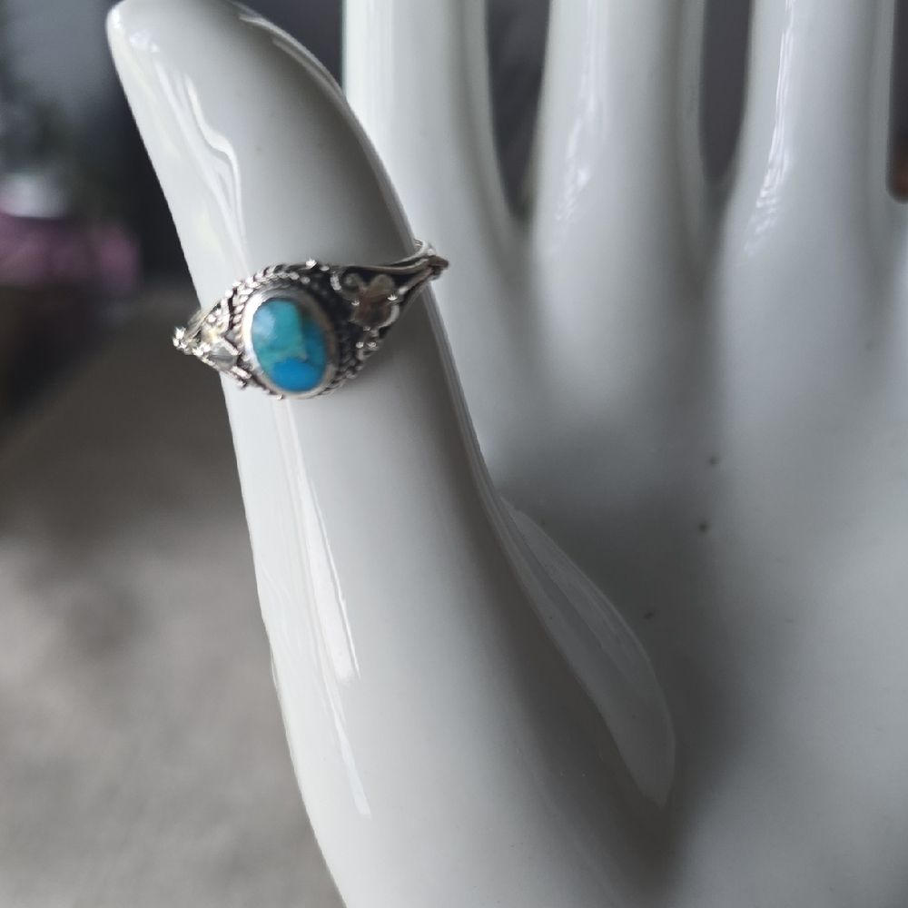 925 Sterling Silver~Turquoise Ring~Sz 7.5~NWOT